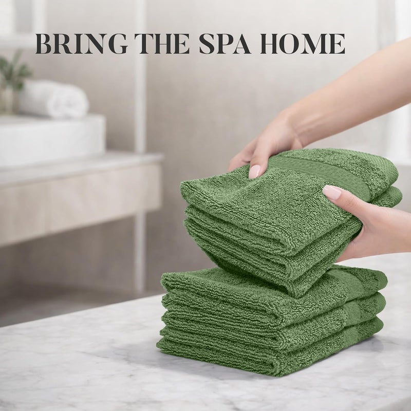 Riverside 12 Pack Premium 100% Cotton Face Wash Cloths, 12 x 12 Inches, Soft & Absorbent Face Towels for Bathroom Wash Clothes, 550 GSM, Luxury WashCloths for Showering, Body, Spa & Gym, Sage Green - Image 5